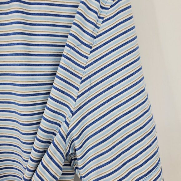 Peter Millar Crown Crafted Blue Striped Performance Men's Golf Polo Shirt Large - Picture 5 of 11
